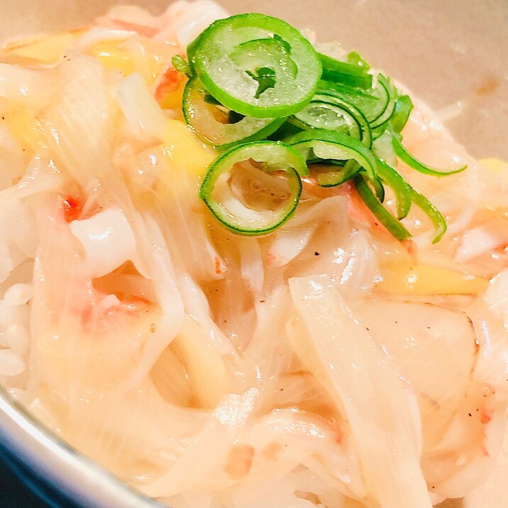 ご飯が進まない時に!カニカマネギの塩あんかけ